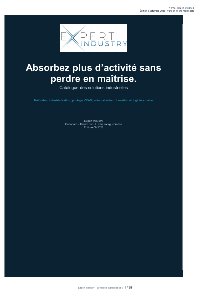 Couverture du catalogue Expert Industry 2026 : Absorbez plus d’activité sans perdre en maîtrise